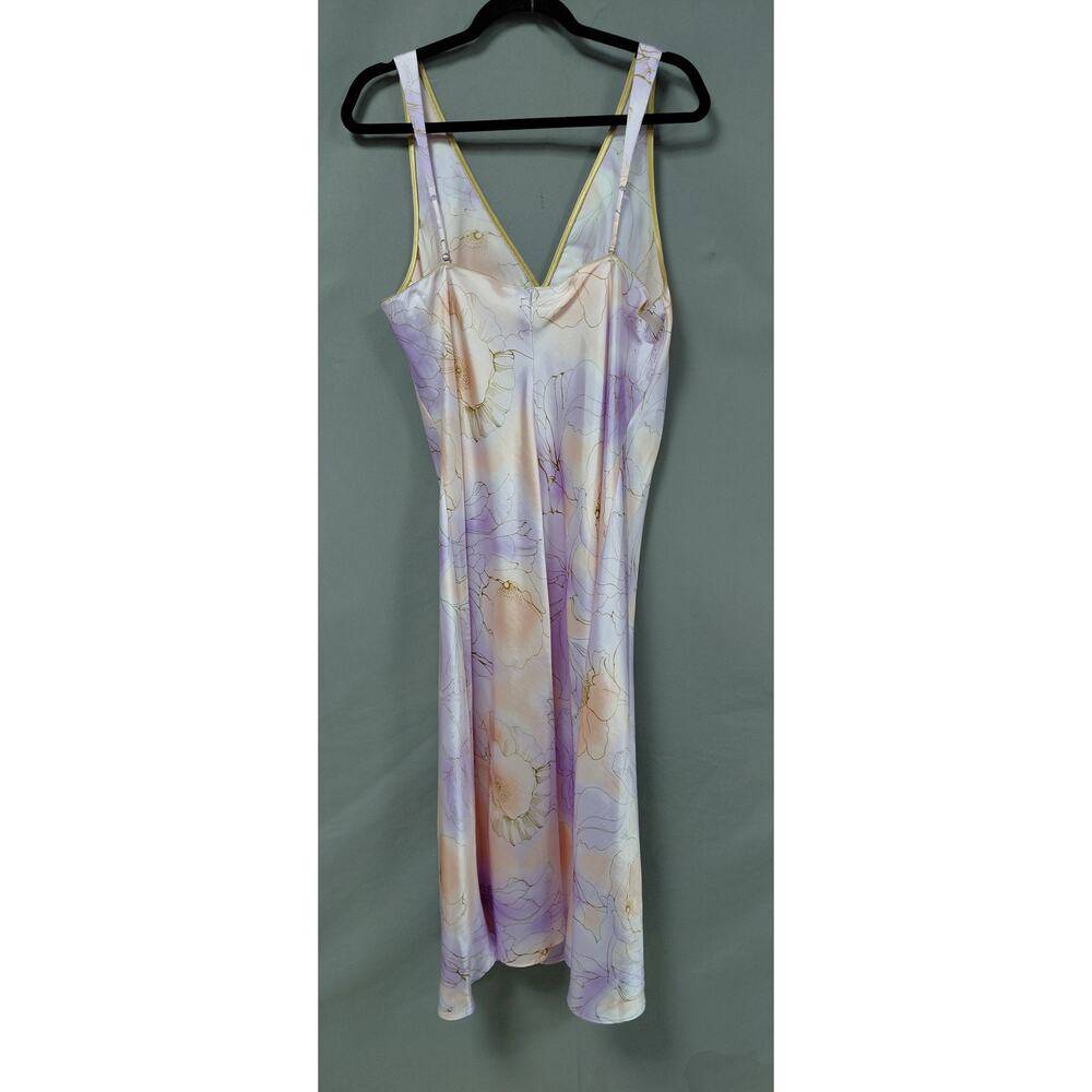 Jones New York Purple Floral Watercolor Satin Slip Dress Women Size XL - Picture 4 of 10